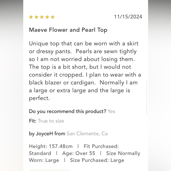 Anthropologie NWMaeve 3D Flower Pearl Top size S. - Picture 11 of 16